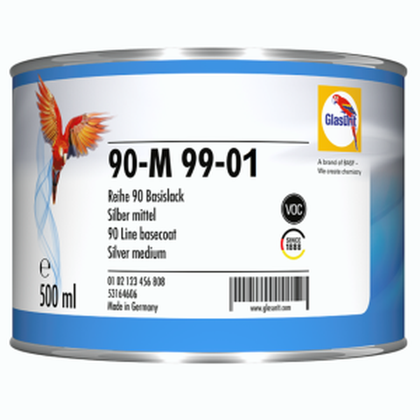 90M9901 - Peinture carrosserie GLASURIT Silver extrafine 0.5L - GLASURIT