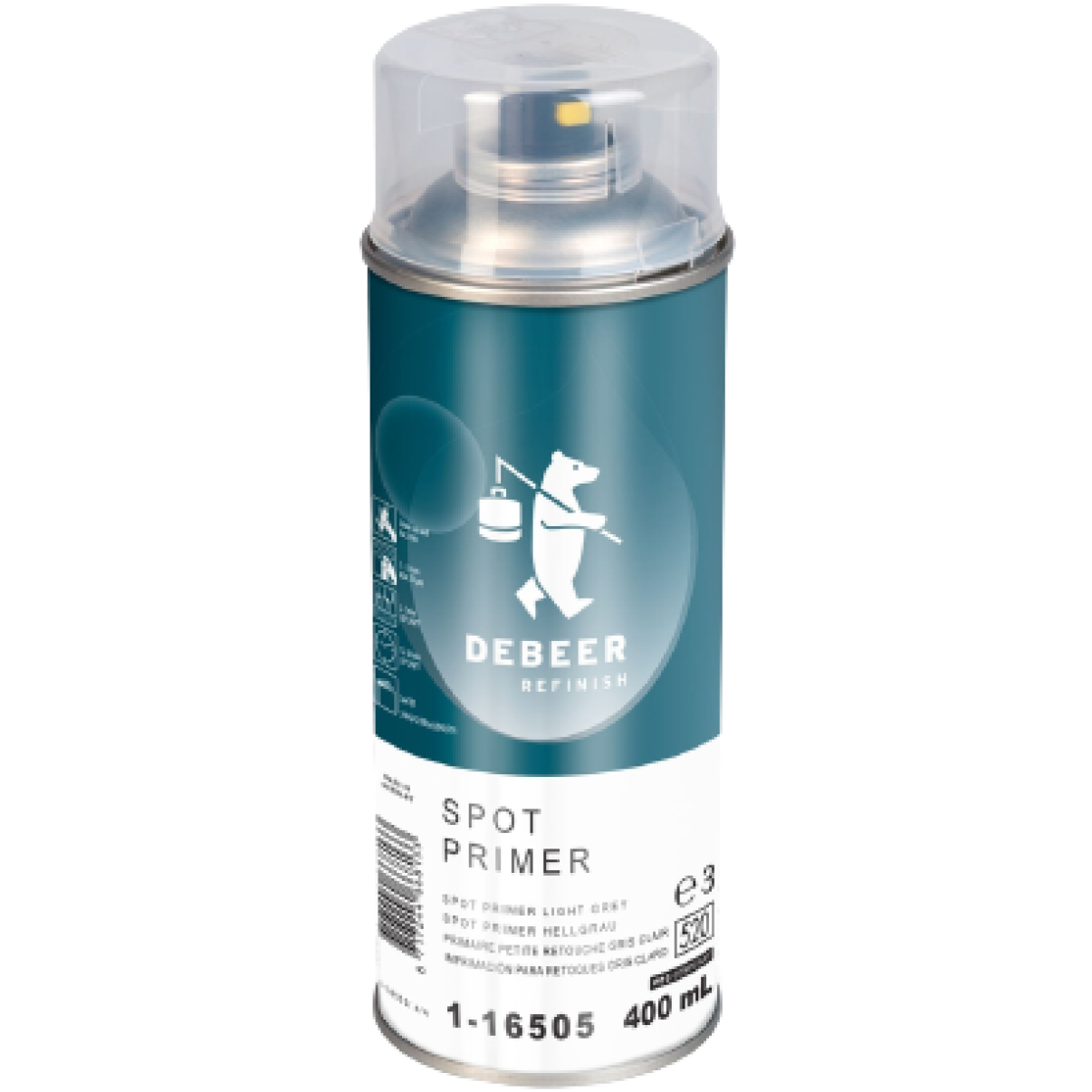 1-16505 - Apprêt DEBEER Aérosol 1K gris clair 400ml - DEBEER