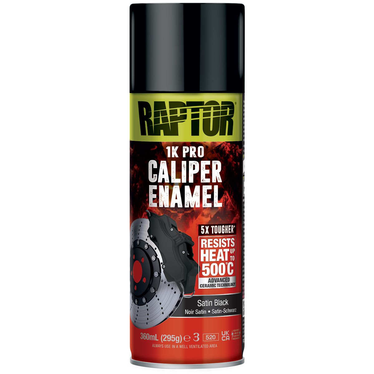 RCESB/AL - Peinture céramique RAPTOR Noir satiné pour étriers en aérosol 360ml - RAPTOR