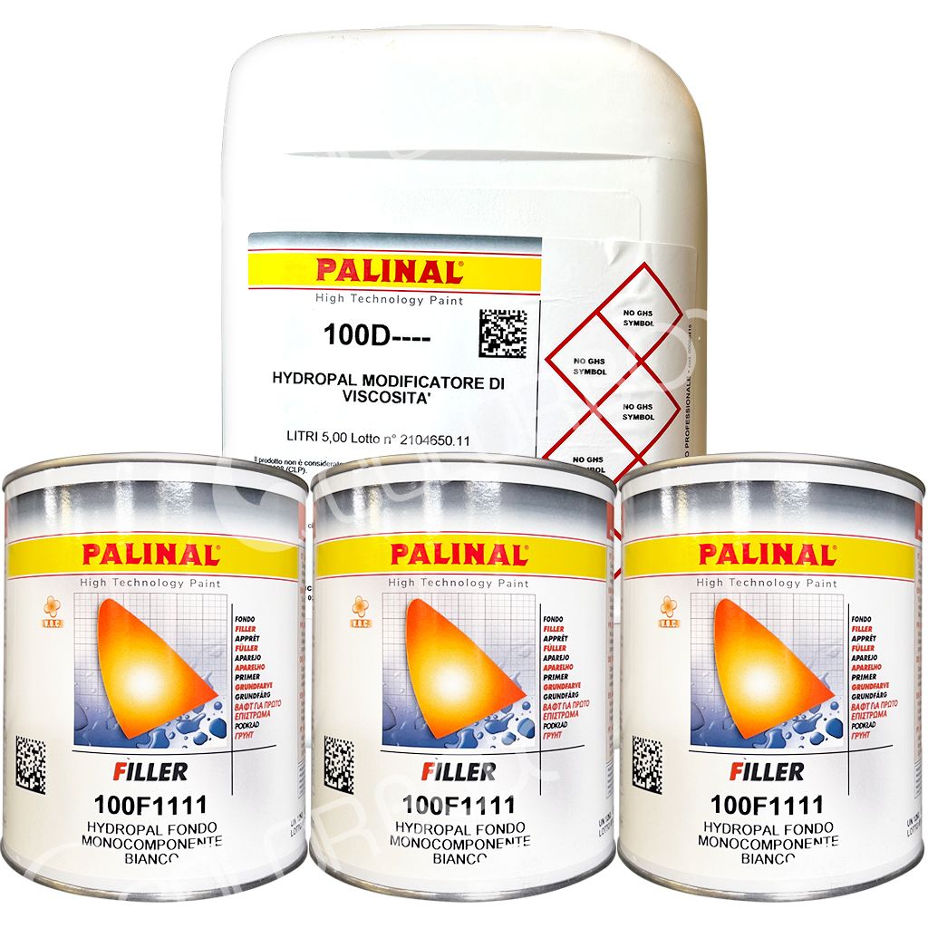 KIT_100F1111 - 3 apprêts hydro 1K blanc 100F1111 1L + 1 diluant 100D 5L - PALINAL