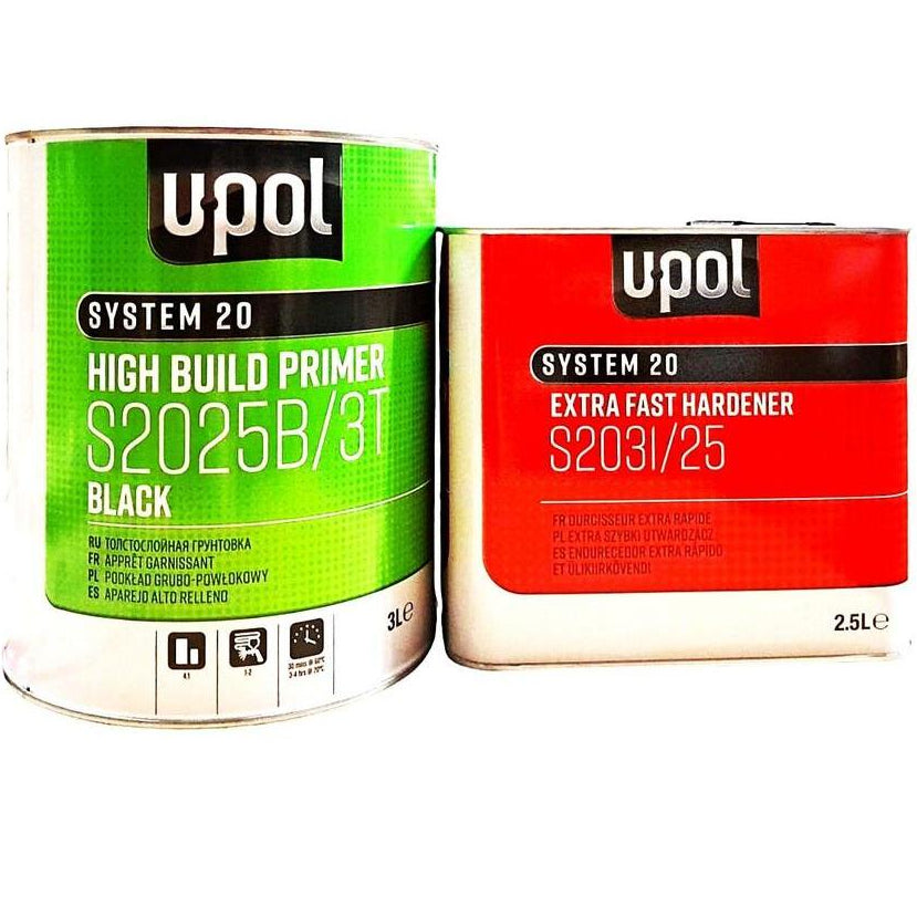 KIT_S2025_NOIR - 1 apprêt UPOL noir S2025B/3T 3L + 1 durcisseur extra rapide S2031 1L - UPOL